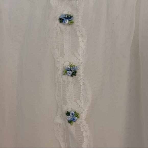 VINTAGE RADCLIFFE White Peignoir Nightgown 50s Chiffon Laced Two Piece Set - Picture 9 of 16